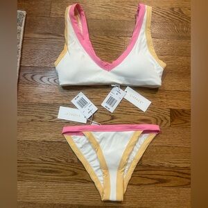 L*Space - Guava Cream Golden Hour Ribbed Vacay Bikini (S/M)